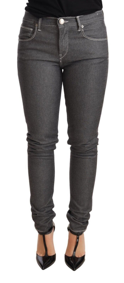 Acht Elegant Gray Mid Waist Skinny Jeans Acht