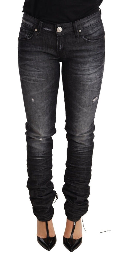 Acht Elegant Low Waist Skinny Black Denim Acht