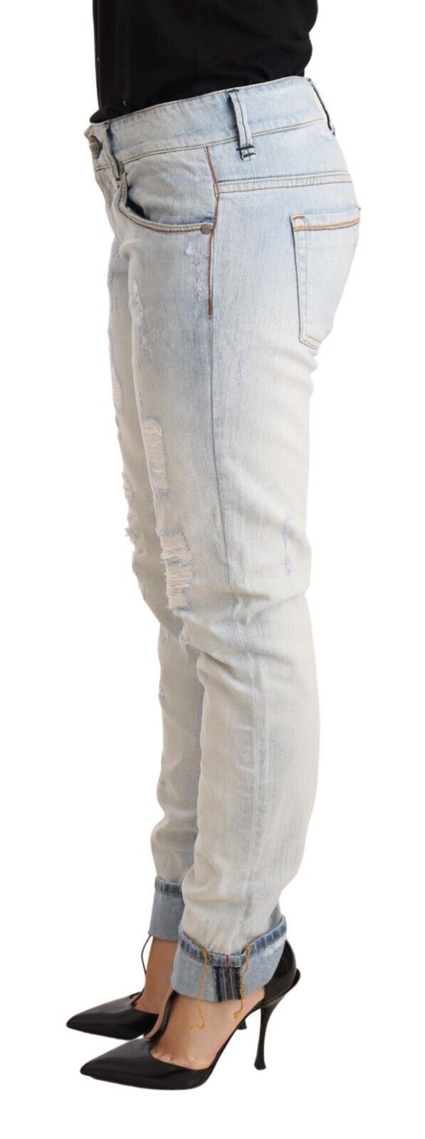 Acht Chic Light-Blue Folded Hem Denim Jeans Acht