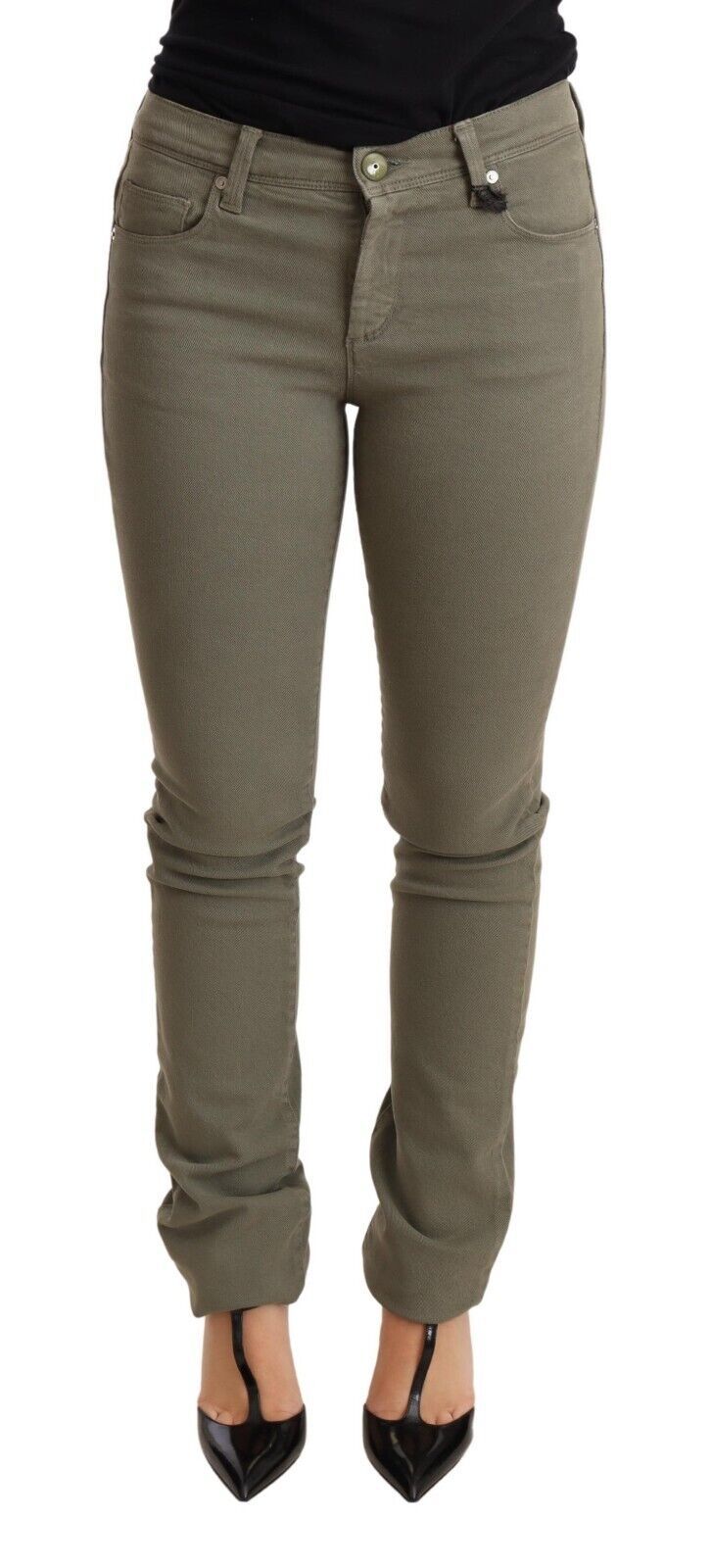 Ermanno Scervino Chic Green Low Waist Skinny Jeans Ermanno Scervino