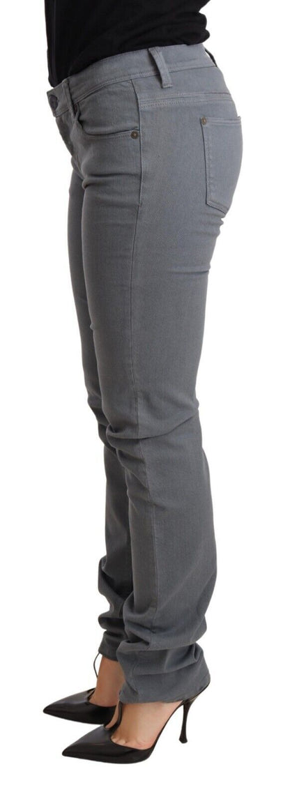 Ermanno Scervino Sleek Gray Low Waist Skinny Jeans Ermanno Scervino