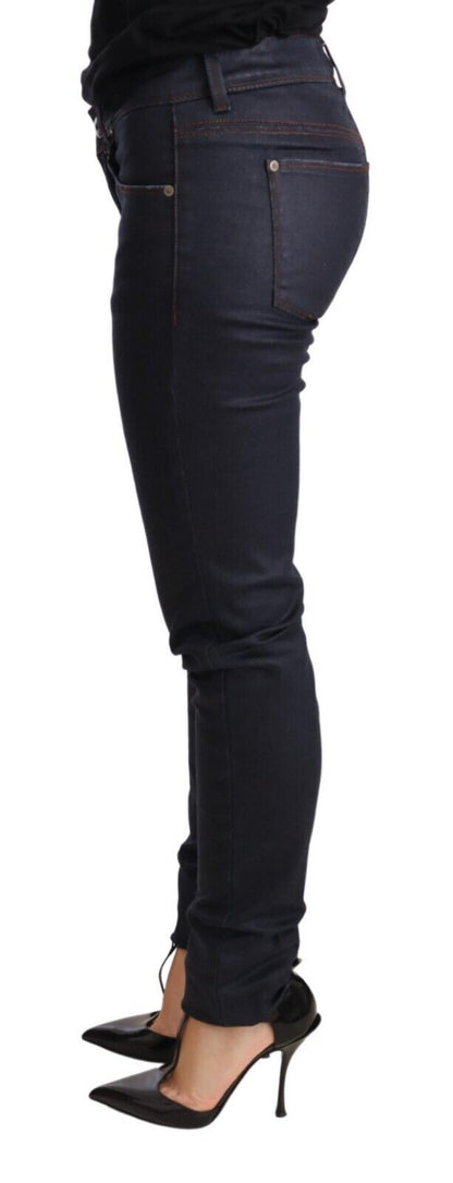 Ermanno Scervino Chic Dark Blue Low Waist Skinny Jeans Ermanno Scervino