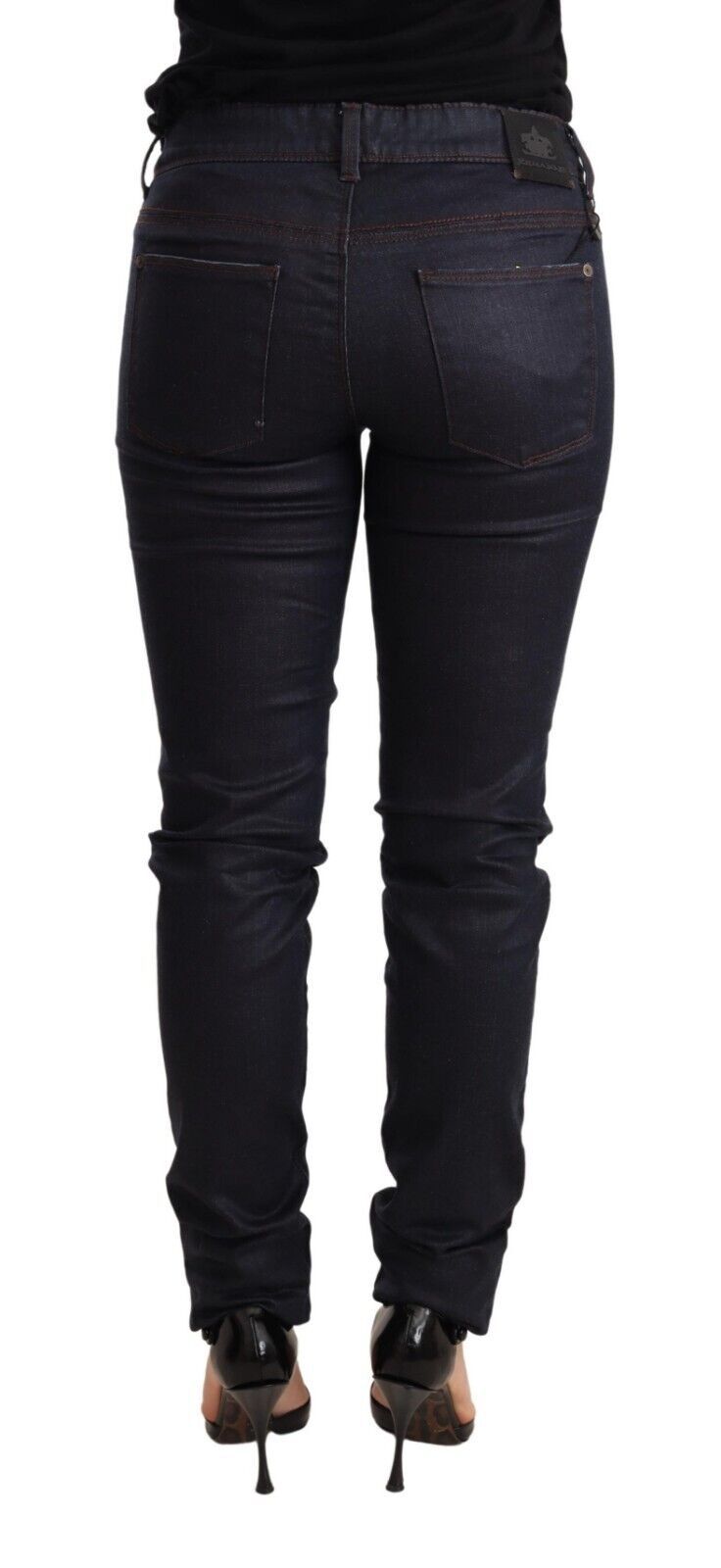 Ermanno Scervino Chic Dark Blue Low Waist Skinny Jeans Ermanno Scervino