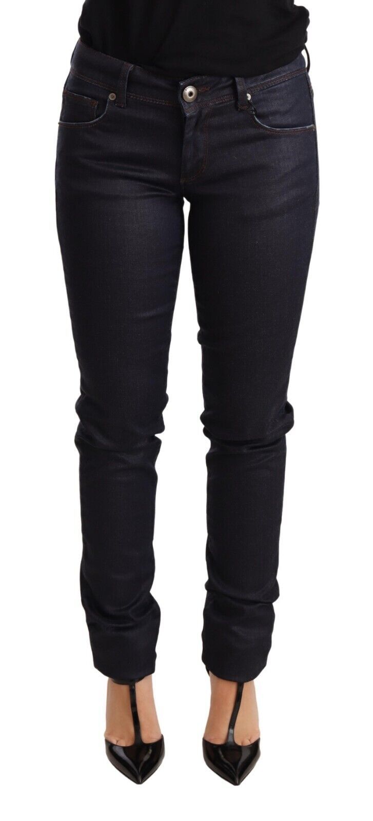 Ermanno Scervino Chic Dark Blue Low Waist Skinny Jeans Ermanno Scervino