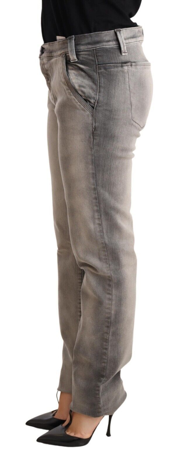 Ermanno Scervino Chic Gray Washed Low Waist Skinny Jeans Ermanno Scervino