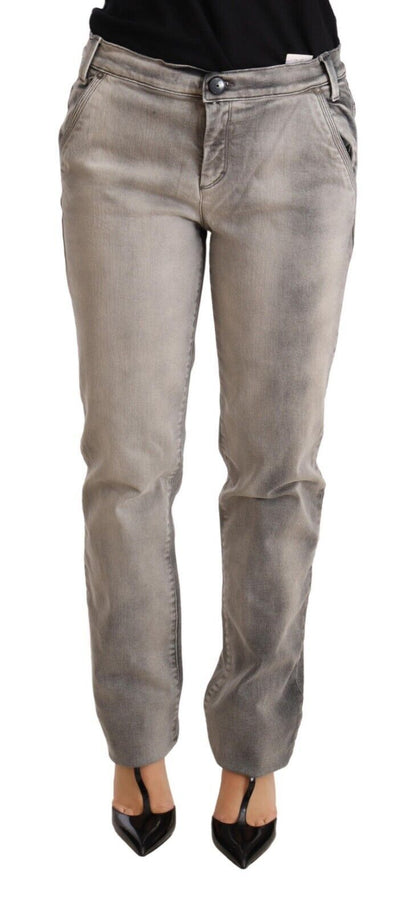 Ermanno Scervino Chic Gray Washed Low Waist Skinny Jeans Ermanno Scervino