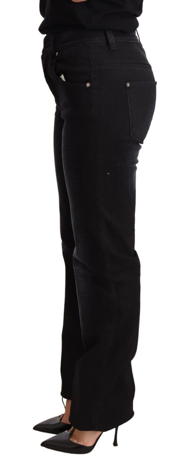 Ermanno Scervino Chic Black Washed Straight Cut Jeans Ermanno Scervino