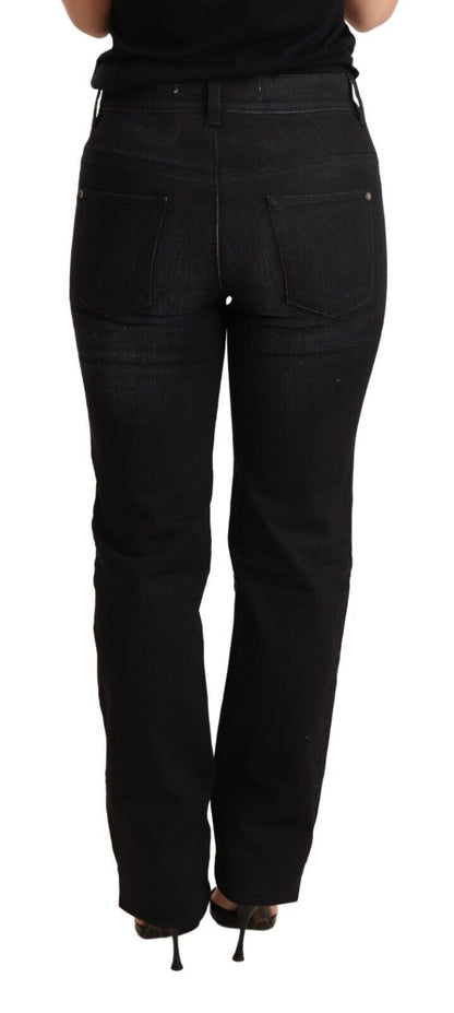 Ermanno Scervino Chic Black Washed Straight Cut Jeans Ermanno Scervino