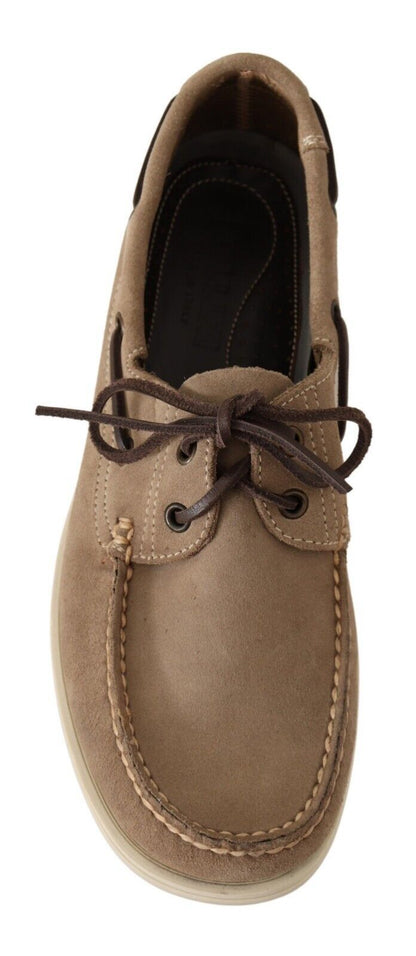 Pollini Elegant Beige Suede Moccasins for the Discerning Gentleman Pollini