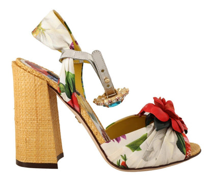 Dolce & Gabbana Multicolor Crystal Embellished Heel Sandals Dolce & Gabbana