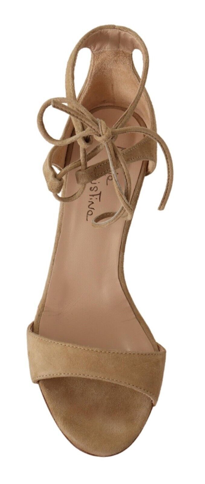 Maria Christina Elegant Beige Suede Ankle Strap Heels Maria Christina