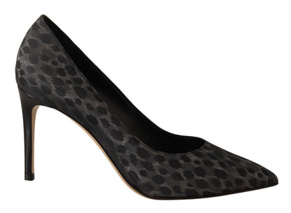 Sofia Elegant Black Leopard Print Leather Heels Sofia