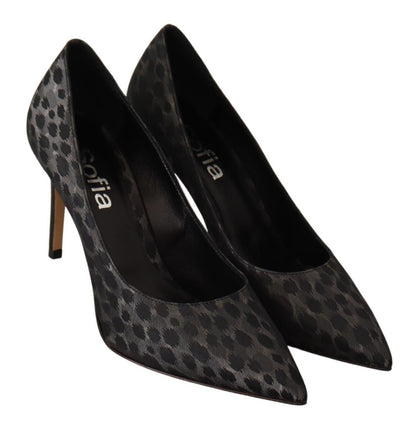 Sofia Elegant Black Leopard Print Leather Heels Sofia