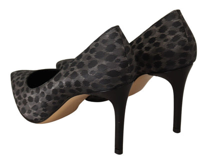 Sofia Elegant Black Leopard Print Leather Heels Sofia