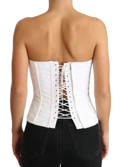 Dolce & Gabbana Elegant White Strapless Corset Top Dolce & Gabbana