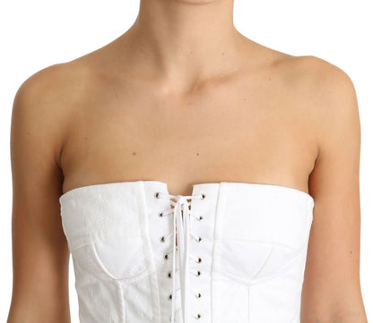 Dolce & Gabbana Elegant White Strapless Corset Top Dolce & Gabbana