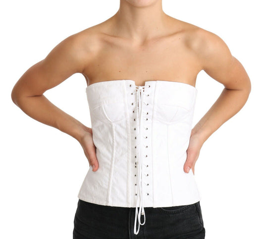 Dolce & Gabbana Elegant White Strapless Corset Top Dolce & Gabbana