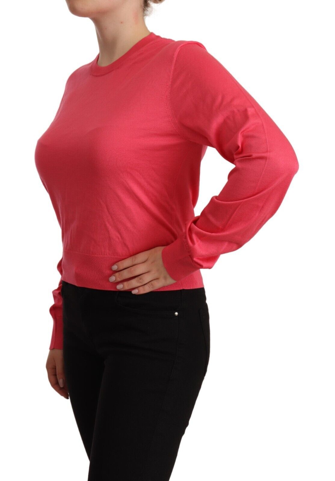 Dolce & Gabbana Elegant Pink Silk Crewneck Sweater Dolce & Gabbana