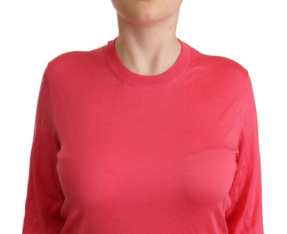 Dolce & Gabbana Elegant Pink Silk Crewneck Sweater Dolce & Gabbana