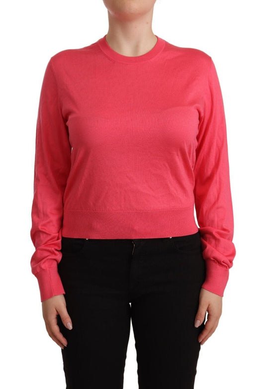 Dolce & Gabbana Elegant Pink Silk Crewneck Sweater Dolce & Gabbana