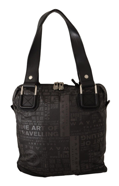 WAYFARER Chic Black and Gray Fabric Shoulder Handbag WAYFARER