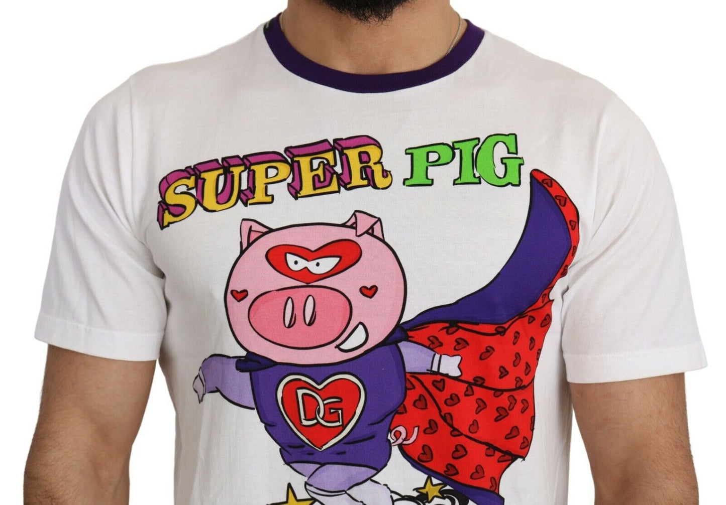 Dolce & Gabbana Chic White Cotton Pig Motif Tee Dolce & Gabbana