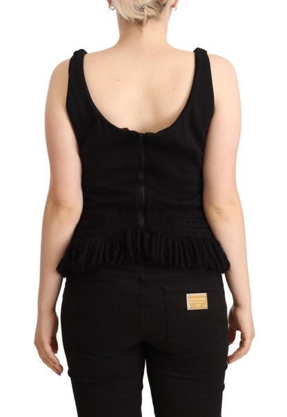 Ermanno Scervino Chic Sleeveless Designer Tank Top in Black Ermanno Scervino