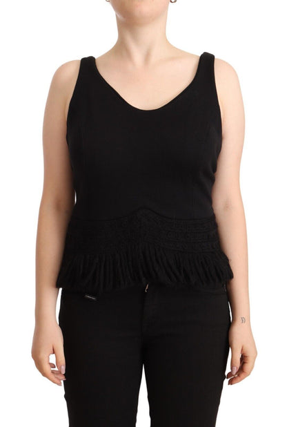 Ermanno Scervino Chic Sleeveless Designer Tank Top in Black Ermanno Scervino