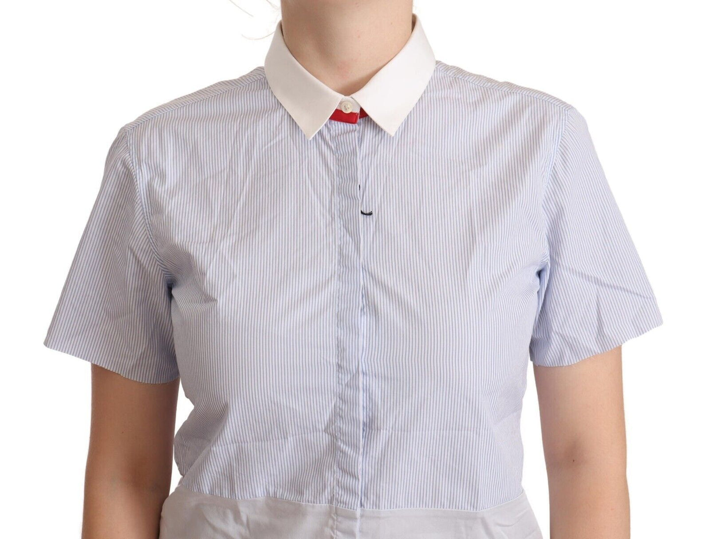 AGLINI Chic Light Blue Polished Cotton Polo Top AGLINI