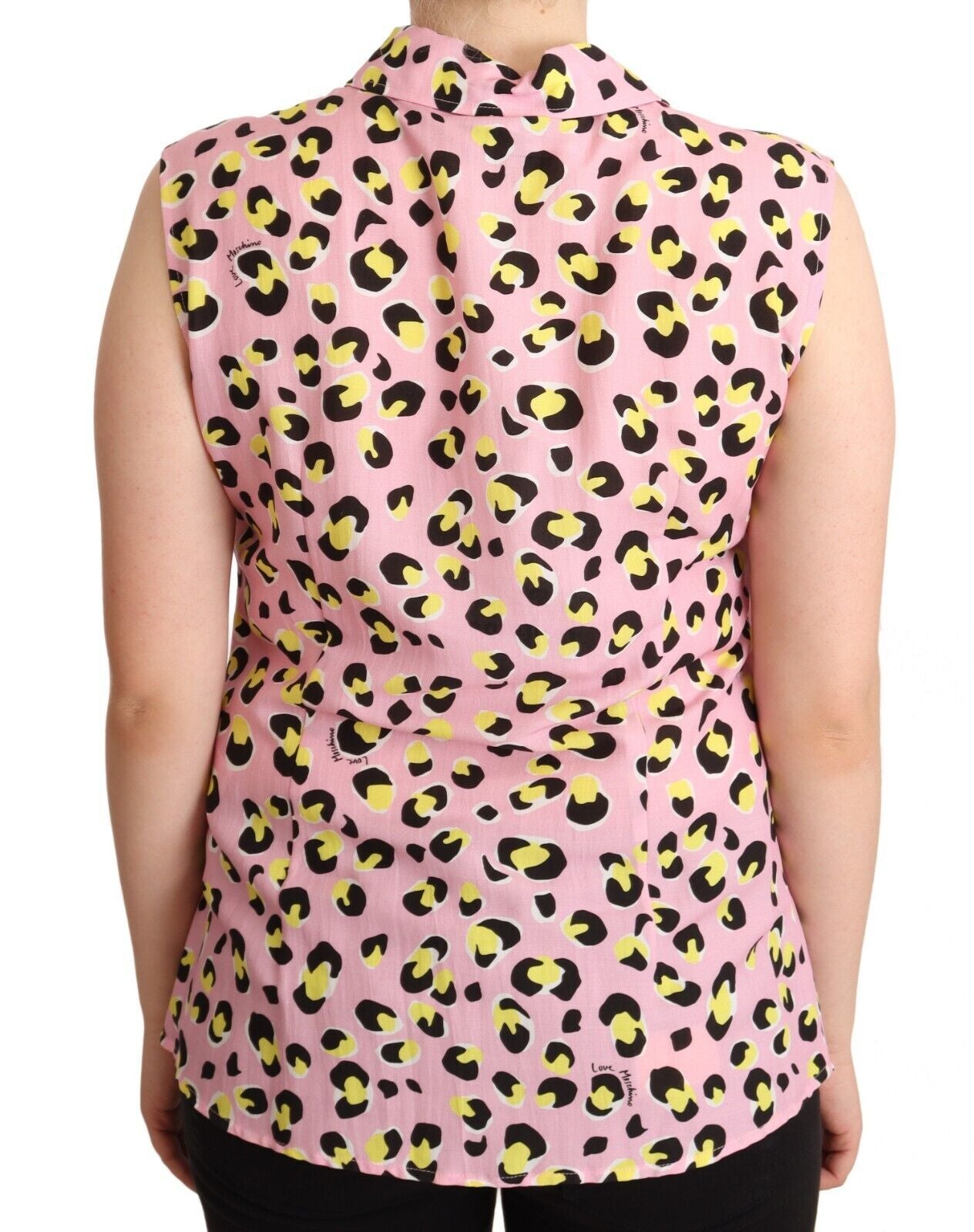 Love Moschino Sleeveless Leopard Print Polo Top Love Moschino