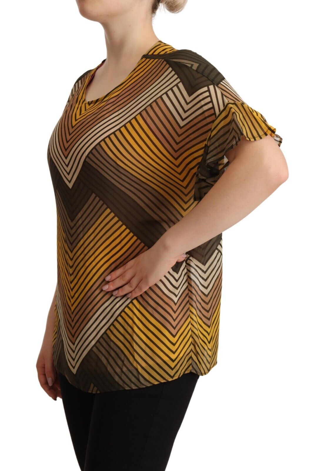 Twinset Chic Multicolor Striped Short Sleeve Blouse Twinset