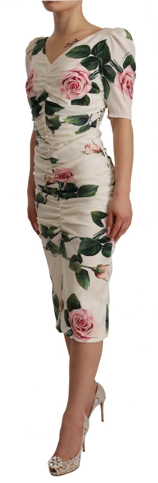 Dolce & Gabbana Elegant White Floral Sheath Dress Dolce & Gabbana