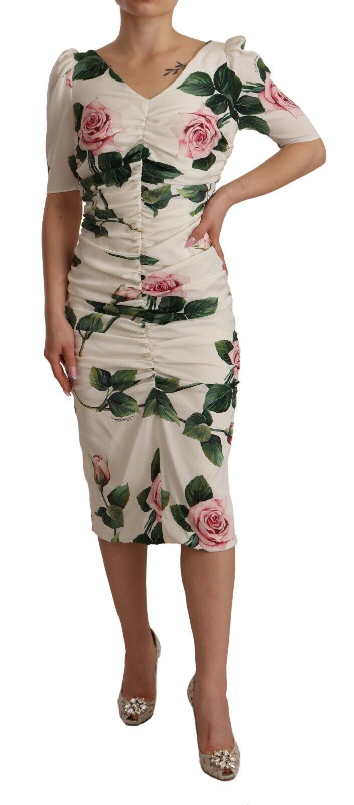 Dolce & Gabbana Elegant White Floral Sheath Dress Dolce & Gabbana