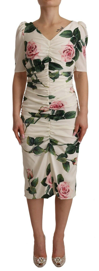 Dolce & Gabbana Elegant White Floral Sheath Dress Dolce & Gabbana