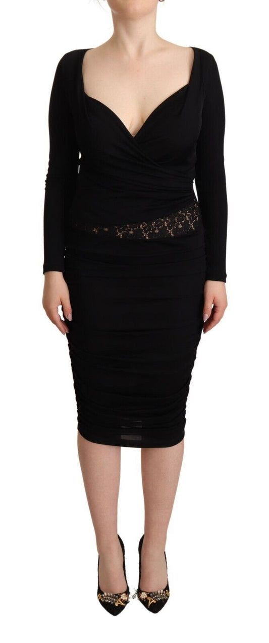 GF Ferre Elegant Black Sheath Dress with Sweetheart Neckline GF Ferre