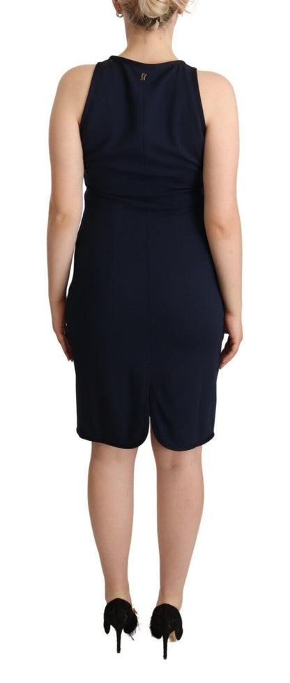 John Galliano Sleeveless Navy Knee-Length Sheath Dress John Galliano