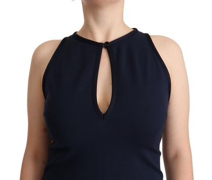 John Galliano Sleeveless Navy Knee-Length Sheath Dress John Galliano