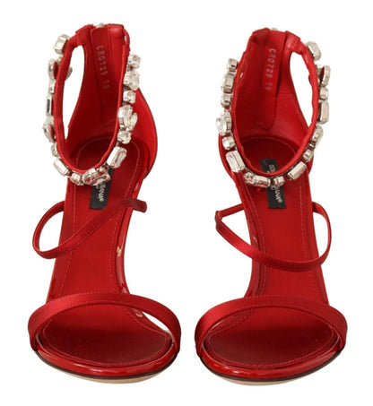 Dolce & Gabbana Red Crystal-Embellished Heel Sandals Dolce & Gabbana