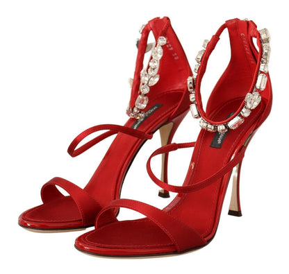 Dolce & Gabbana Red Crystal-Embellished Heel Sandals Dolce & Gabbana