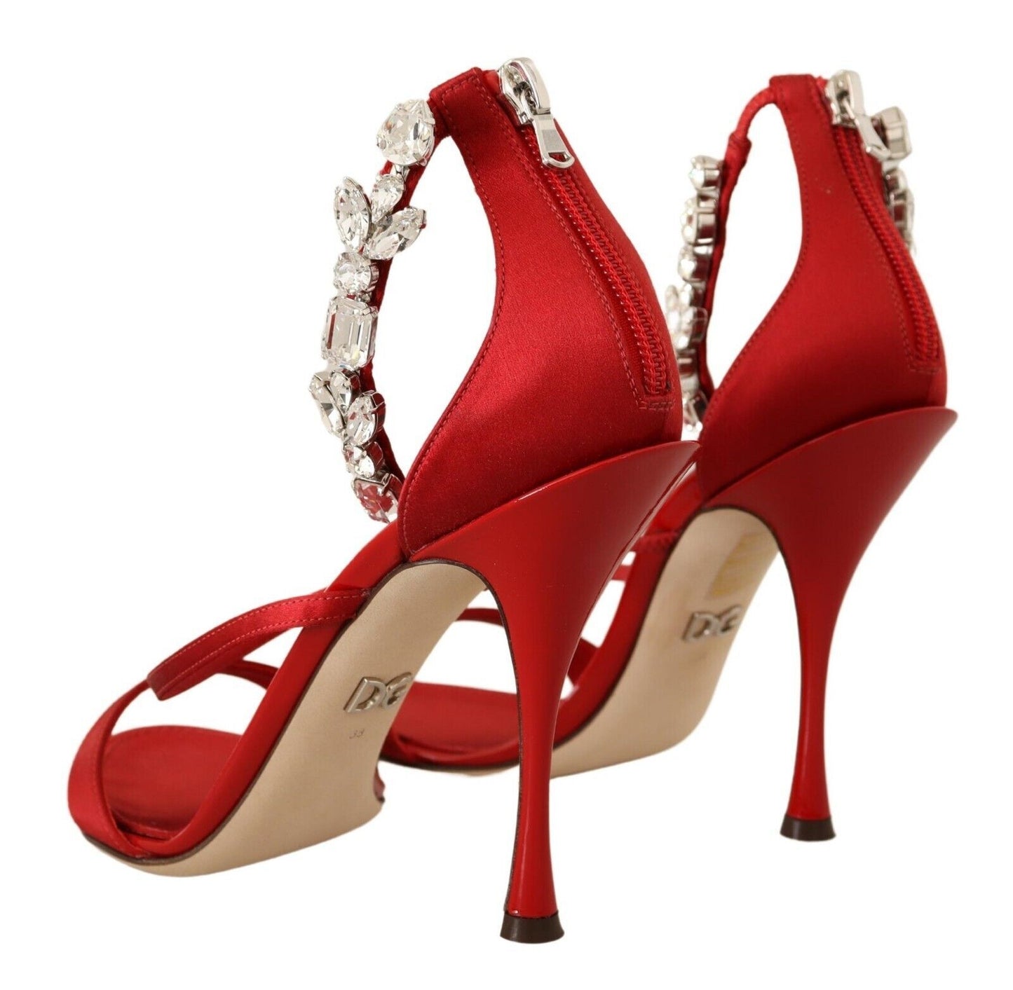 Dolce & Gabbana Red Crystal-Embellished Heel Sandals Dolce & Gabbana