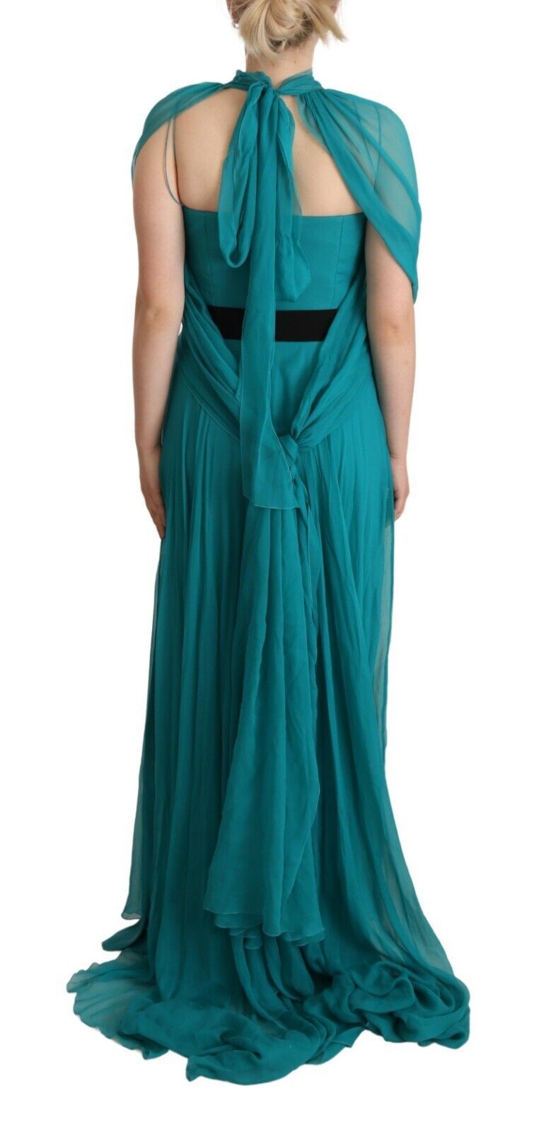 Alberta Ferretti Elegant Silk A-Line Long Dress in Blue Alberta Ferretti