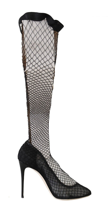 Dolce & Gabbana Elegant Netted Sock Pumps in Timeless Black Dolce & Gabbana