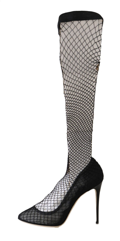 Dolce & Gabbana Elegant Netted Sock Pumps in Timeless Black Dolce & Gabbana