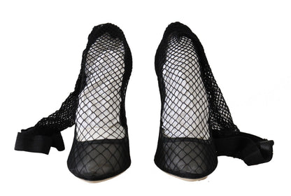 Dolce & Gabbana Elegant Netted Sock Pumps in Timeless Black Dolce & Gabbana