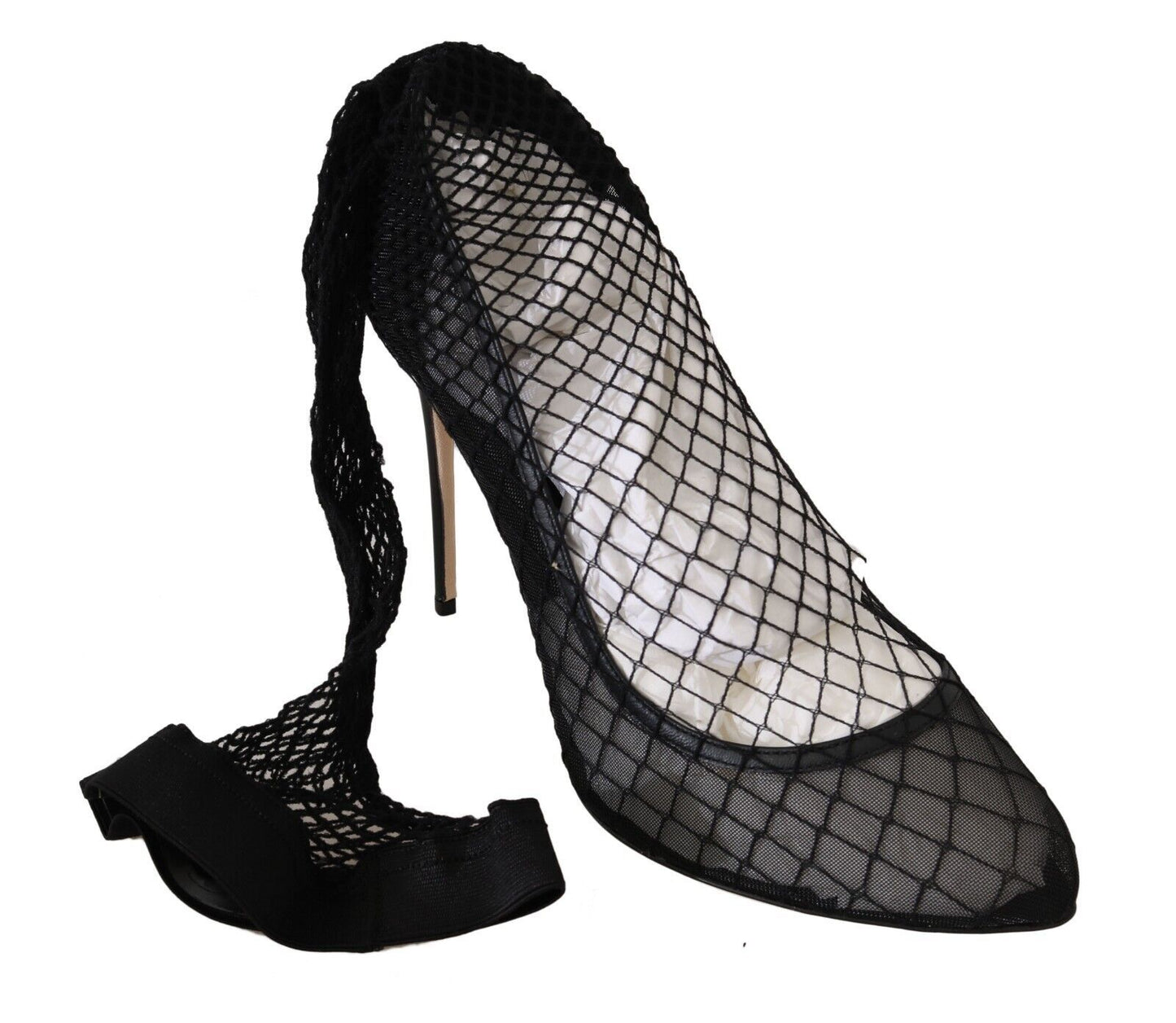 Dolce & Gabbana Elegant Netted Sock Pumps in Timeless Black Dolce & Gabbana