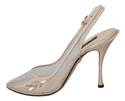 Dolce & Gabbana Elegant Nude Beige Slingback Heels Dolce & Gabbana