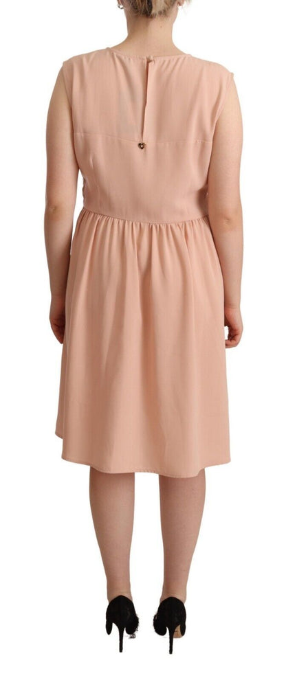 Twinset Elegant Beige Sleeveless Shift Dress Twinset