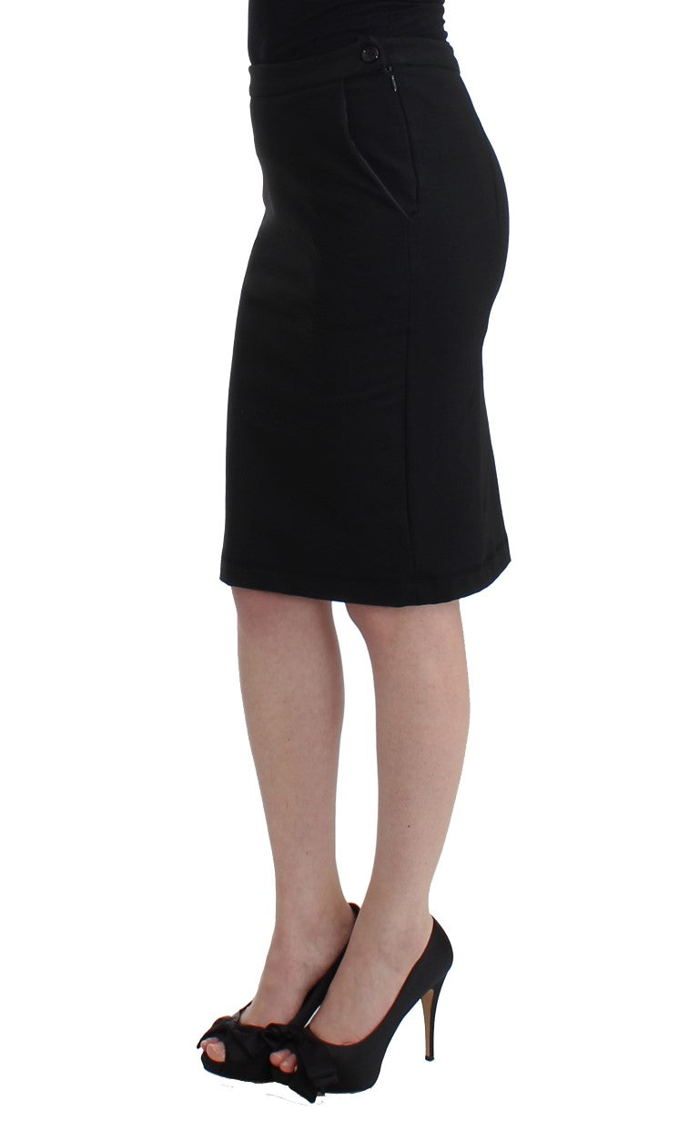 GF Ferre Chic Black Pencil Skirt Knee Length with Side Zip GF Ferre