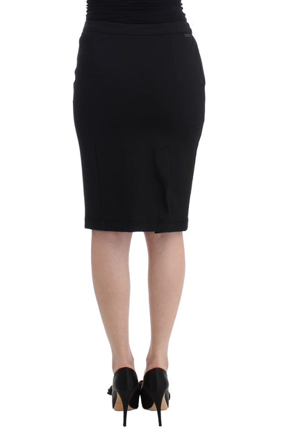 GF Ferre Chic Black Pencil Skirt Knee Length with Side Zip GF Ferre