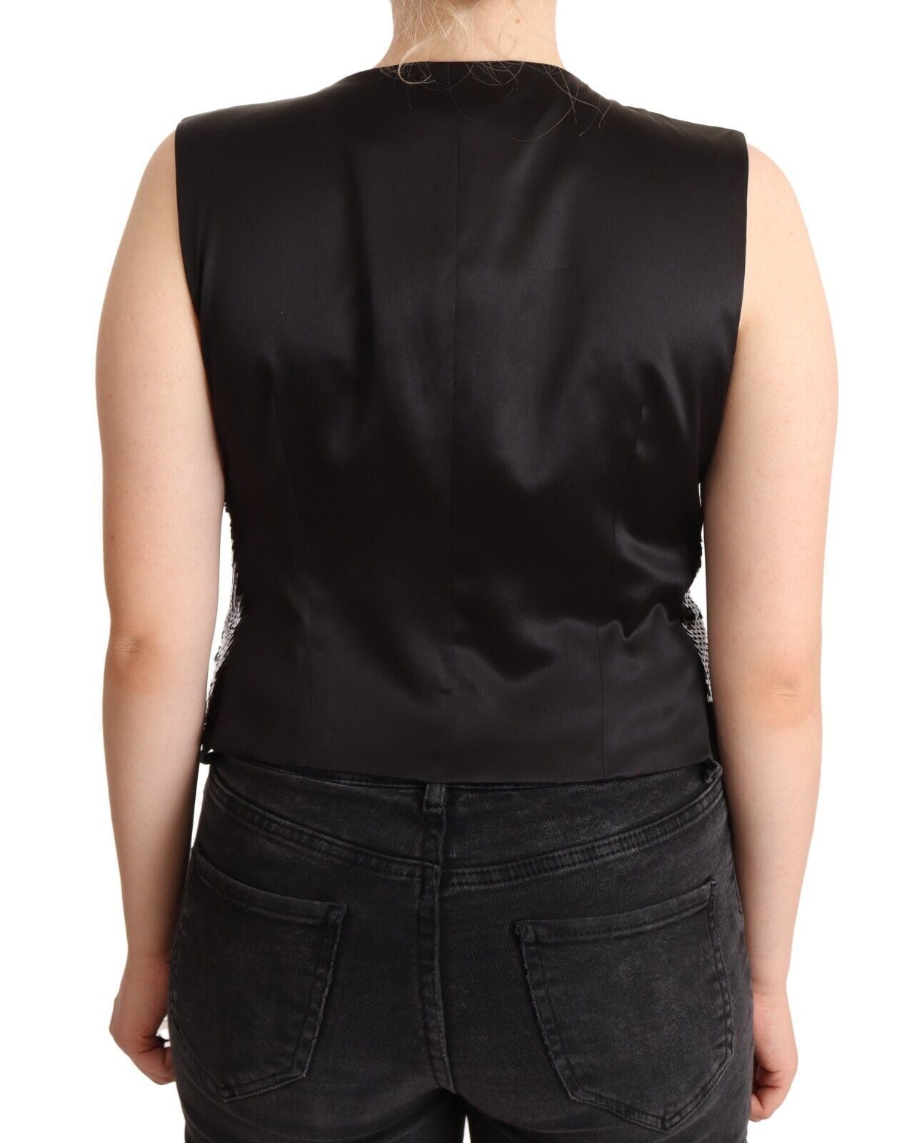 Dolce & Gabbana Elegant Black Sequined Sleeveless Vest Top Dolce & Gabbana